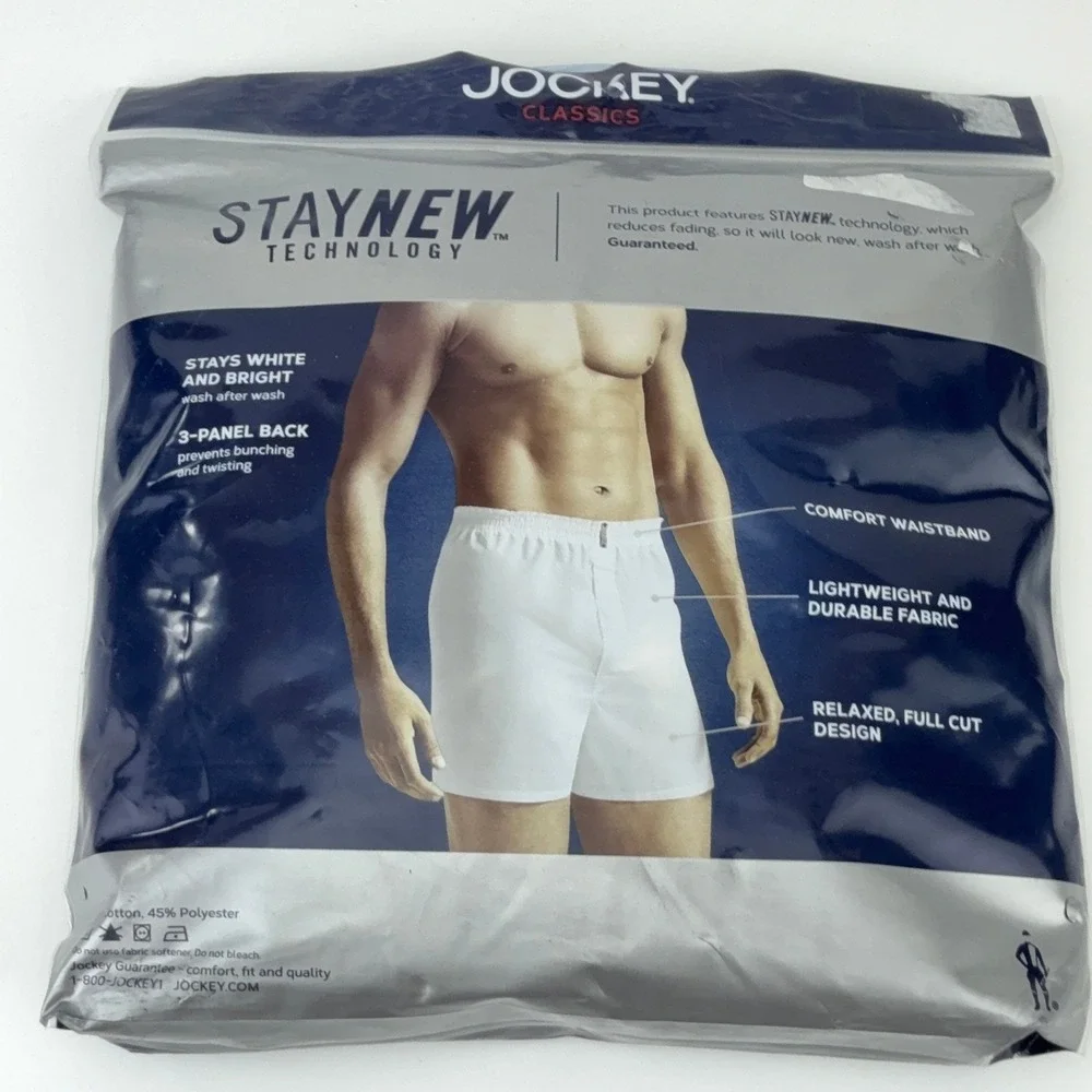 Jockey Classics Mens XL 40-42 4-Pack Full-Cut Woven Boxers Plaid Cotton Blend